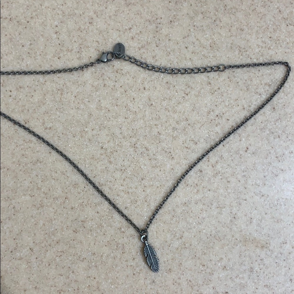 Simple Silver Feather Necklace - image 1